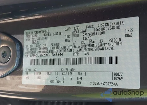 2023 Ford Escape St-Line Select from USA, damaged, VIN 1FMCU9NZXPUB47244